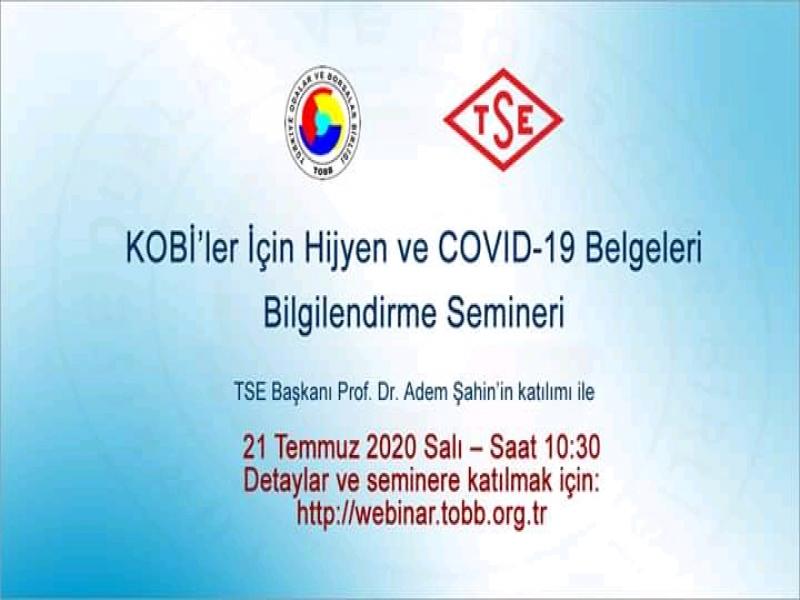 KOBİ’ler İçin Hijyen ve COVID-19 Belgeleri Bilgilendirme Semineri (Webinar – İnternet Üzerinden)