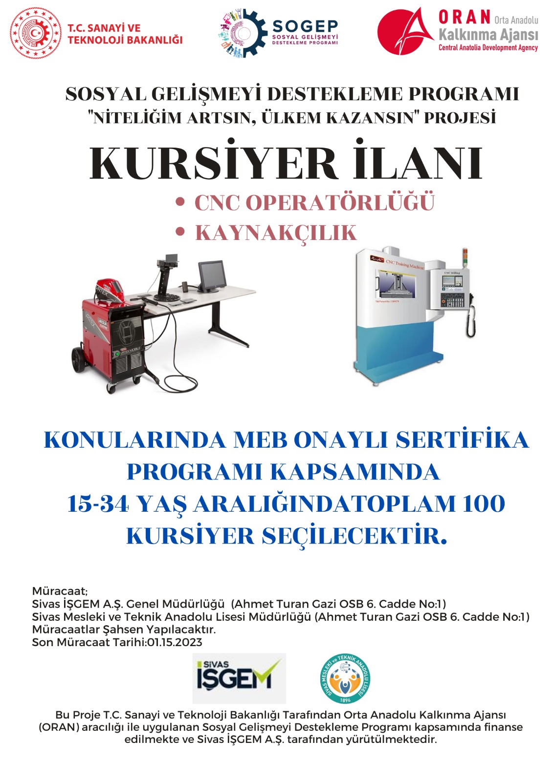 Niteliğim Artsın Ülkem Kazansın Projesi Kapsamında CNC Operatörlüğü ve Kaynakçılık Eğitimi